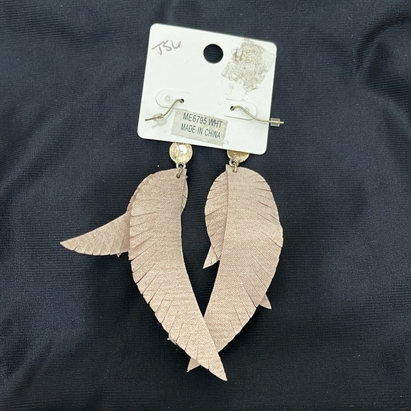 Feather Faux Leather Dangle Earrings - Picture 2 of 3